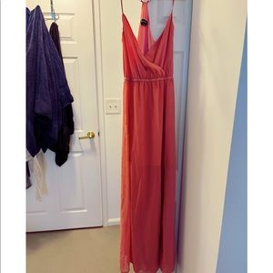 Bebe Peach Maxi Dress with gold beading size XS